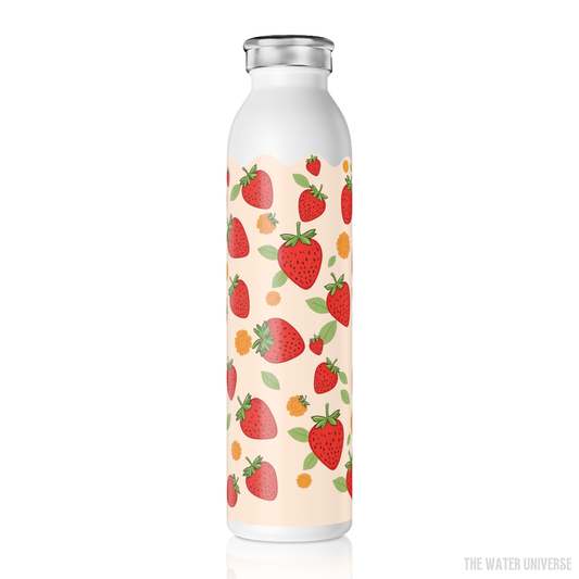 24-HOUR VACUUM INSULATION WATER BOTTLE 20oz - STRAWBERRIES AND FLOWERS
