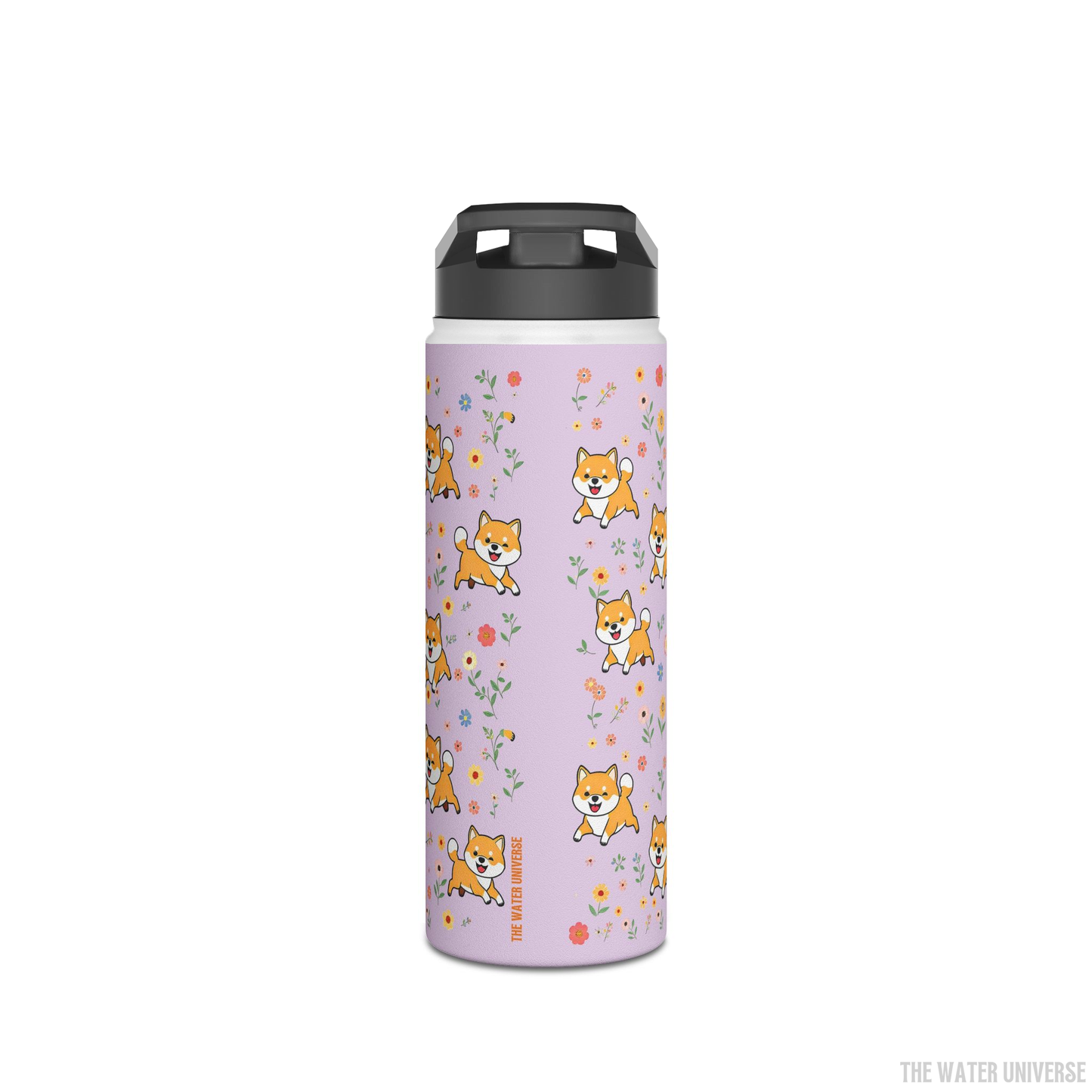 24-HOUR STRAW DOUBLE WALL INSULATION WATER BOTTLE 18oz - DOGS IN VIOLET GARDEN