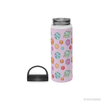 24-HOUR PREMIUM DOUBLE WALL INSULATION WATER BOTTLE - PLANETS IN PINK UNIVERSE